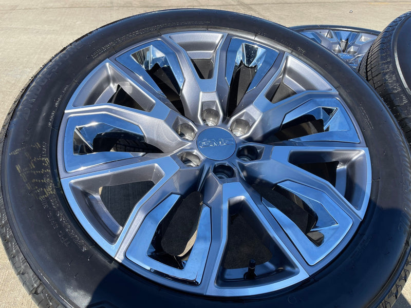22" GMC Yukon Chevy Tahoe Escalade OEM chrome 95513 wheels rims tires Texas Truck Tire