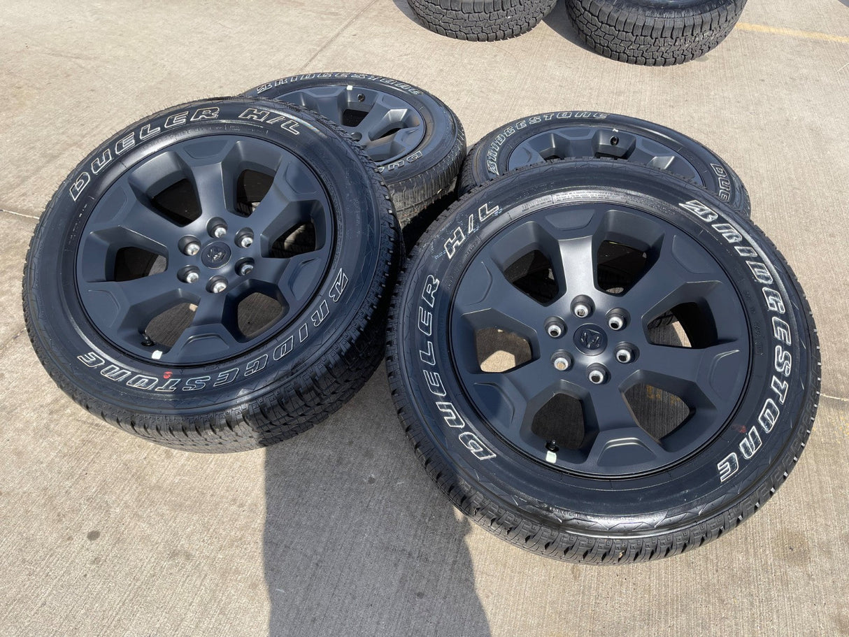 20" Dodge Ram 1500 OEM Laramie Black 2680 wheels rims tires 2024 2025 2026 NEW Texas Truck Tire