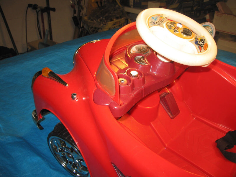 6V Red Kids Ride-On Car with Chrome Details, Mercedes Style Collectible Design