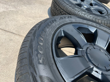 20" Chevy Silverado Tahoe OEM Replica wheels rims black 5651 Texas Truck Tire
