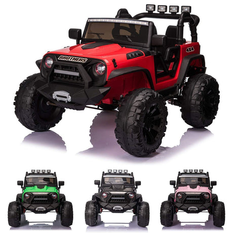 24V Electric Ride-On Truck for Kids with Remote Control, MP3 Player, LED Lights, and 3 Speeds - Seats 2