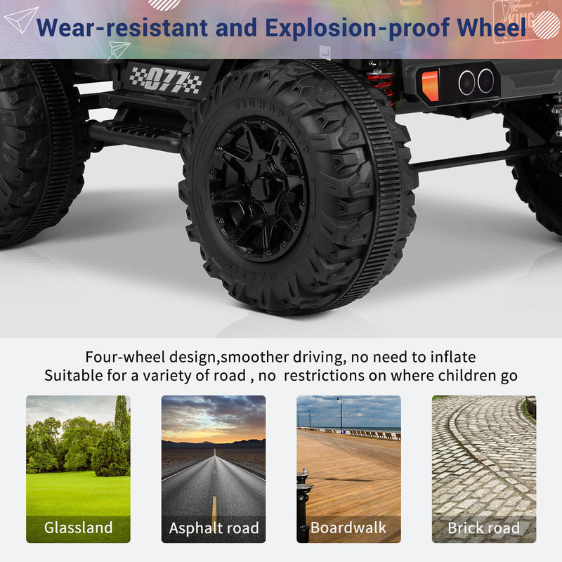 Kimbosmart 24V Electric Battery-Powered Children's Ride-On Vehicle Truck Featuring LED Lights, MP3 Player, and Bluetooth Connectivity