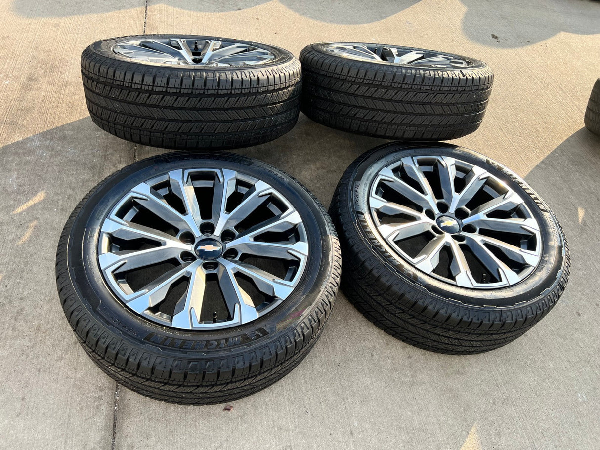 22" Chevy Tahoe Silverado Suburban OEM wheels rims NEW MICHELIN 2025 2026 Texas Truck Tire