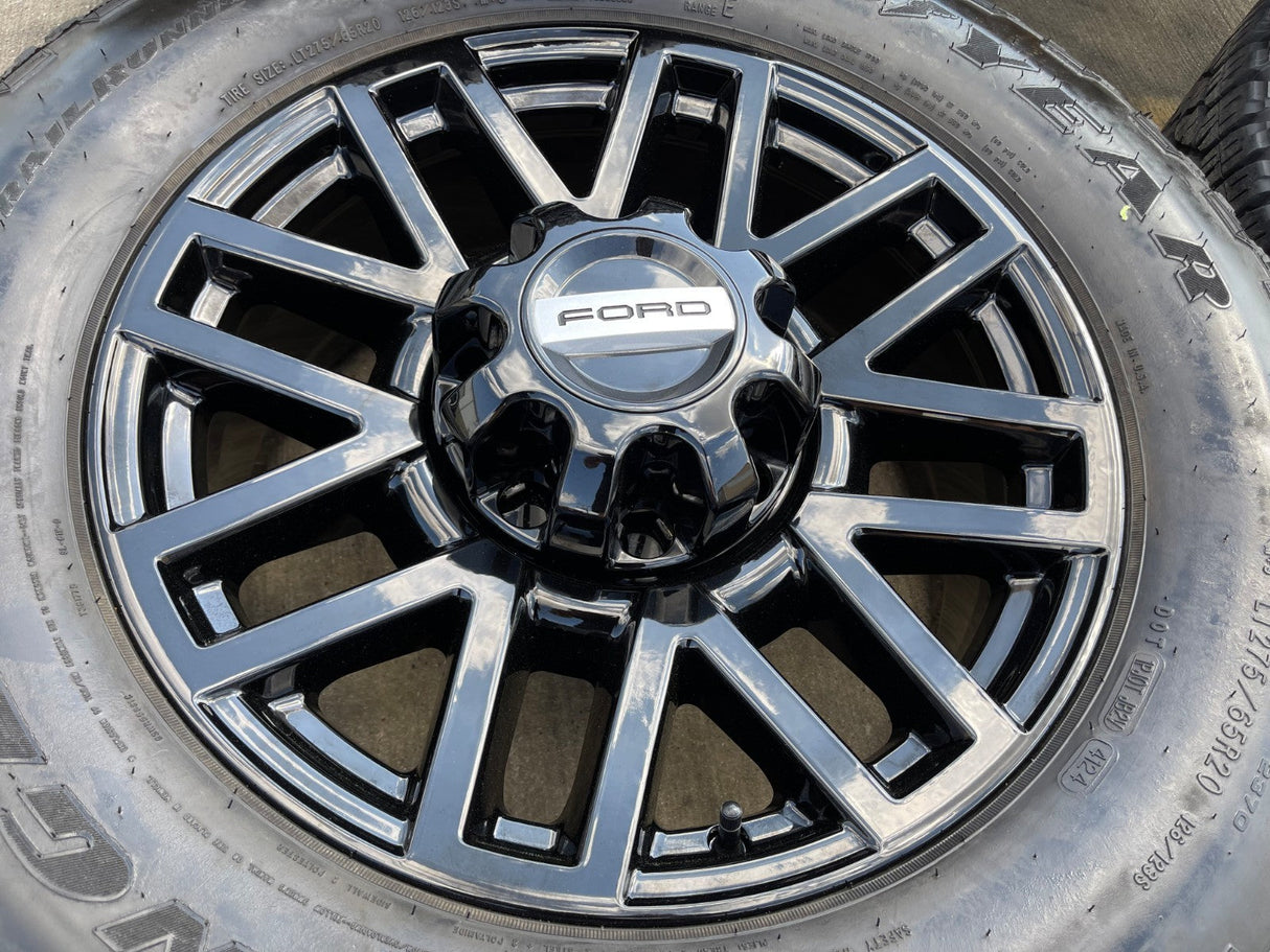 20" Ford F-250 F-350 LARIAT TREMOR OEM 10201 10104 rims wheels GOODYEAR A/T NEW Texas Truck Tire