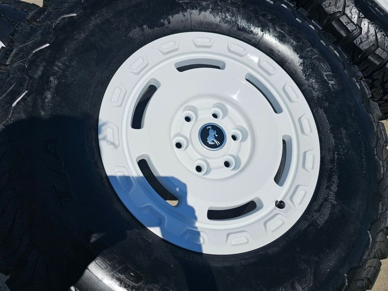 17" Ford Bronco HERITAGE SASQUATCH OEM 10463 wheels rims white 35" BFG NEW Texas Truck Tire