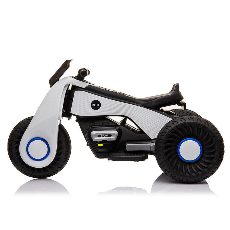 3-Wheel Double Drive Electric Motorcycle for Kids in White