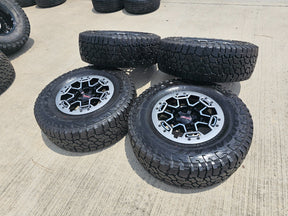 17" GMC Sierra Chevy Silverado OEM Beadlock wheels rims Canyon FALKEN A/T3 NEW Texas Truck Tire