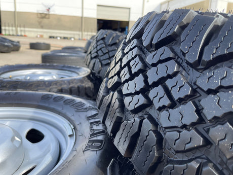 17" Ford F-250 F-350 OEM 3828 wheels rims tires GOODYEAR TERRITORY A/T 33" NEW Texas Truck Tire