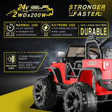 Electric 2-Seater Kids Jeep with LED Lights and 400W Motor - 24V Ride-On Truck Car