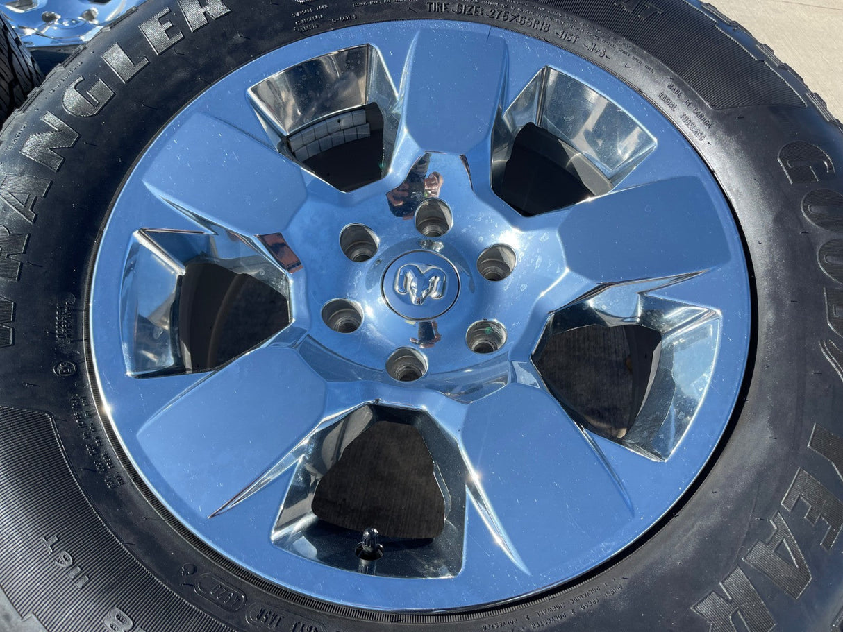 18" Ram 1500 OEM CHROME 2669 wheels rims 2021 2022 2023 2024 2025 2026 GOODYEAR Texas Truck Tire