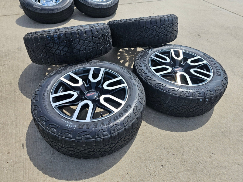20" GMC Sierra Yukon AT4X Silverado OEM 5914 wheels rims TERRITORY M/T Texas Truck Tire