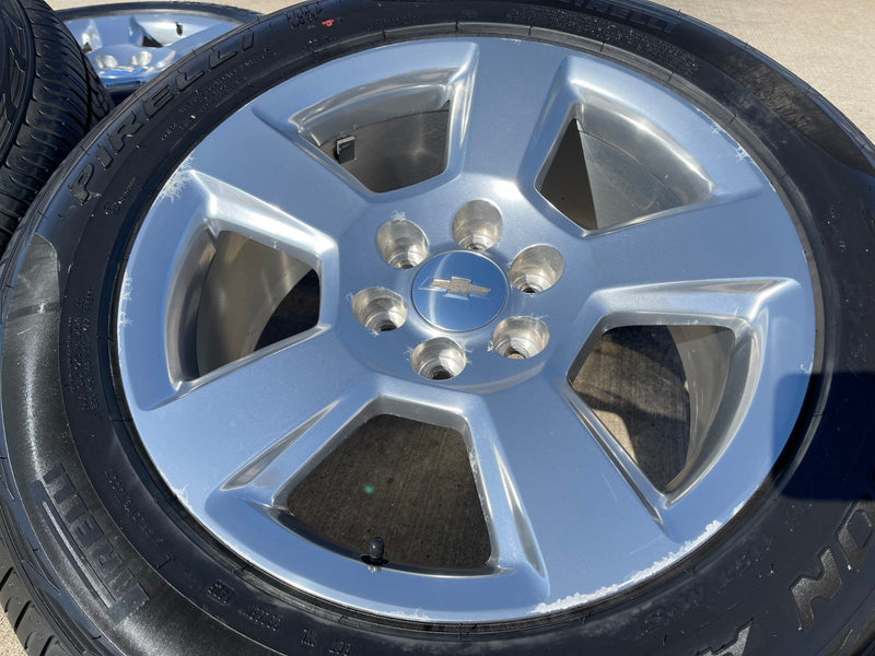 20" Chevy Silverado 1500 Tahoe Suburban OEM wheels rims 5652 tires PIRELLI A/T Texas Truck Tire
