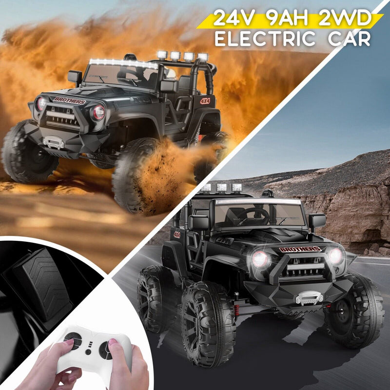 2-Seater 24V Electric Ride-On Truck with MP3 Player and LED Lights for Kids, Remote Control Included