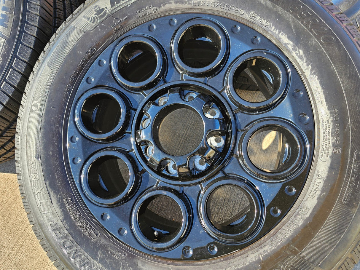 20" Ford F-250 F-350 OEM black TREMOR 10299 10484 wheels rims MICHELIN DEFENDER Texas Truck Tire