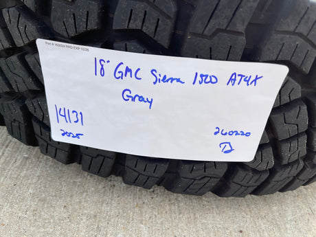 18" GMC Sierra AT4X Chevy Silverado OEM 14131 wheels rims 2025 2026 GOODYEAR M/T Texas Truck Tire