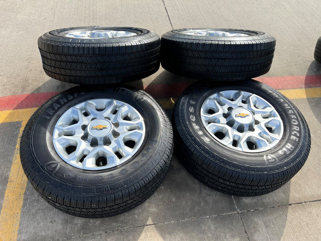 18" Chevy Silverado 2500 3500 OEM 5959 wheels rims FIRESTONE H/T2 Texas Truck Tire