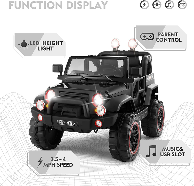 2 Seater Electric Ride-on Truck with Car Cover and Parental Remote Control - 12V Kids Vehicle