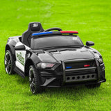 Highway Patrol Police Ride On Car Toy with Remote Control for Kids - Black