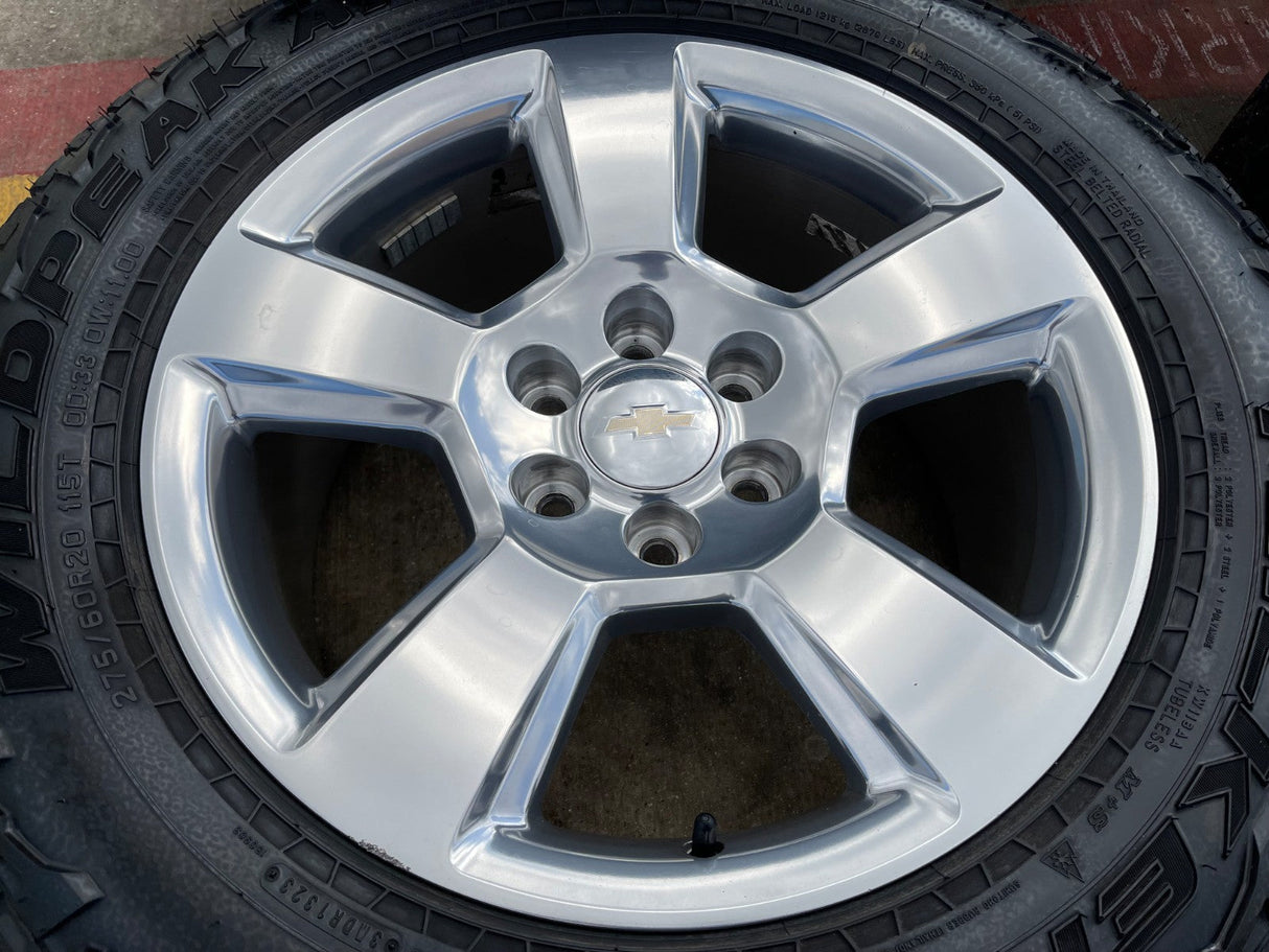 20" Chevy Silverado 1500 Tahoe Suburban OEM wheels rims 5652 tires FALKEN A/T3 Texas Truck Tire