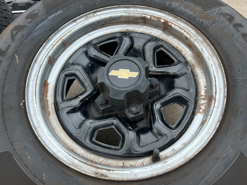 14" Chevy C1500 Blazer Old School Chevy wheels rims GMC tires 5x120 5x4.75 Texas Truck Tire