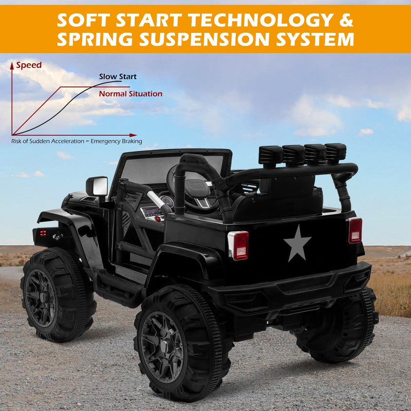 12V Electric Ride-On Jeep Truck for Kids with Remote Control and 3 Speed Settings