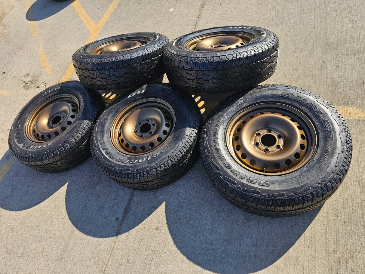 17" INEOS Grenadier OEM steel wheels rims BRONZE tires 2024 2025 2026 NEW Texas Truck Tire