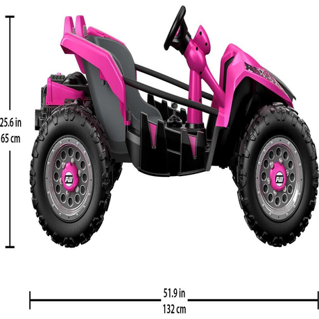 Pink 2-Seater Ride-On Sports Car with Extra Wide Wheels and 12V Battery for Speed up to 5 Miles per Hour