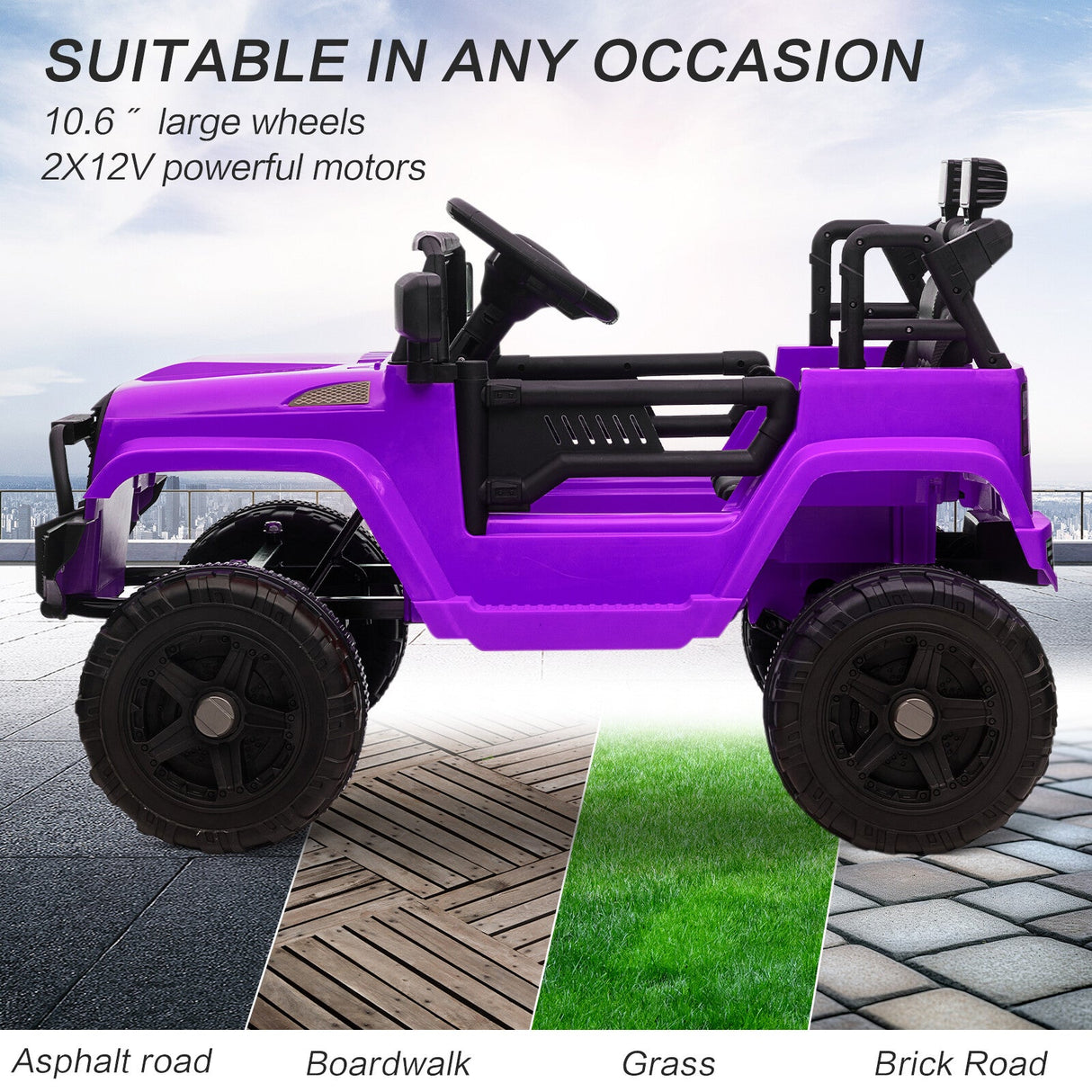 12V Kids Ride-On Truck with Remote Control, Power Wheels, and LED Lights