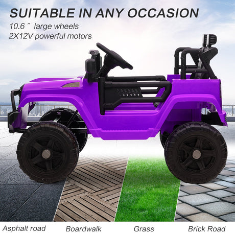 12V Kids Ride-On Truck with Remote Control, Power Wheels, and LED Lights