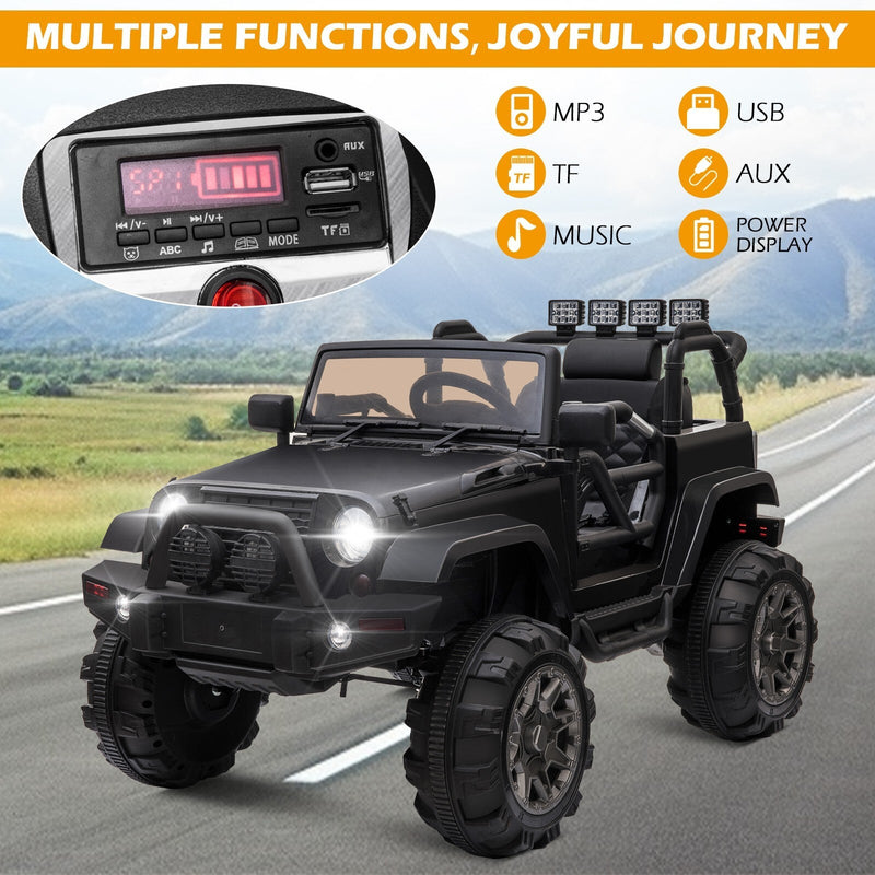 12V Electric Ride-On Jeep Truck for Kids with Remote Control and 3 Speed Settings