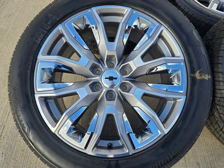 22" GMC Yukon Chevy Tahoe Escalade OEM chrome 95513 wheels rims tires NEW Texas Truck Tire