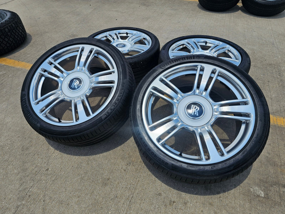 21" Rolls Royce Wraith Ghost Dawn OEM wheels rims tires 5x120 CONTINENTAL Texas Truck Tire