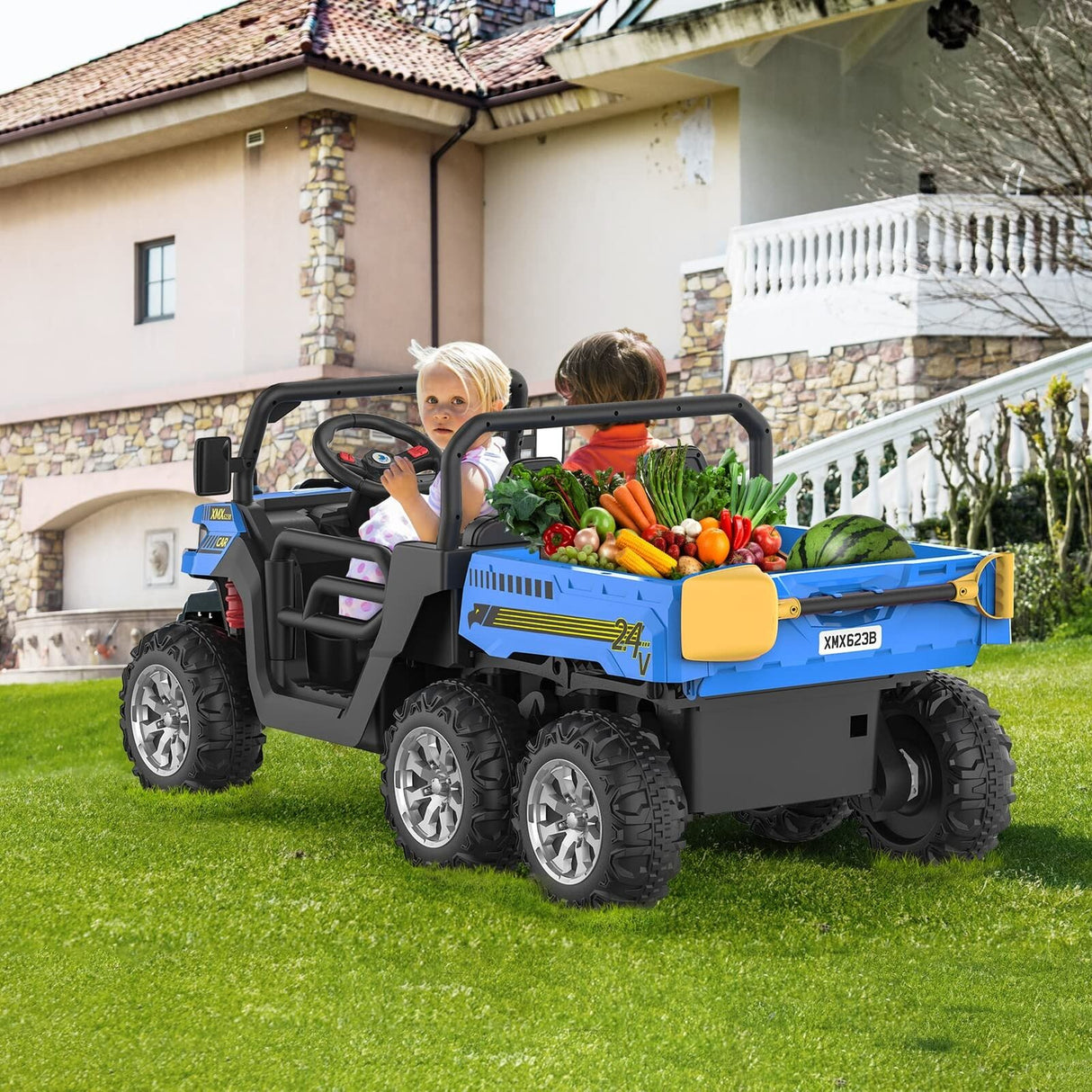 Electric 3-Speed Kids Ride-On Truck with Remote Control - Perfect Gift for US Children (24V)