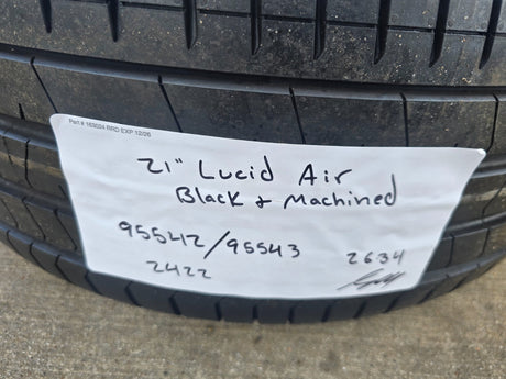 21" Lucid Air Grand Touring OEM 95542 95543 wheels rims black tires NEW Texas Truck Tire
