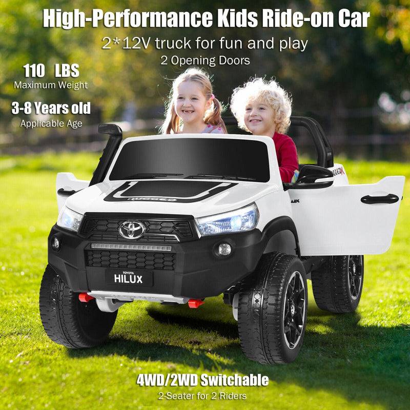 2x12V Authorized Toyota Hilux Ride On Truck Car 2-Passenger 4WD with Remote Control