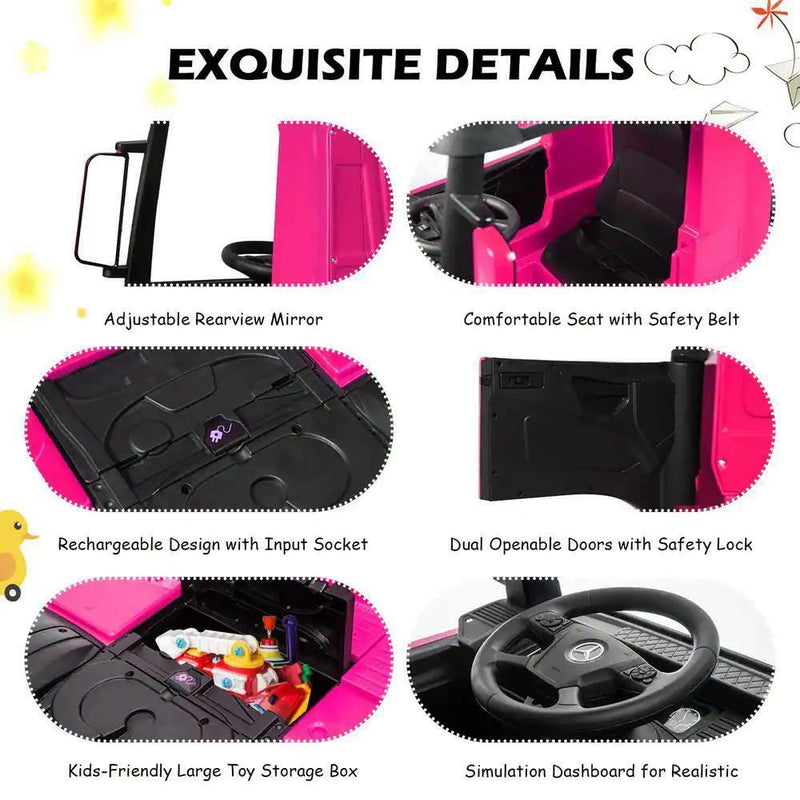 Electric Kids Toy Mercedes Benz Actros Remote Control Pink Ride-on Car 12V