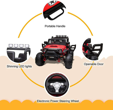 Uenjoy 12V Spacious Children's Electric Ride on Car 2 Seater Sport Utility Vehicle Truck Battery Powered with Remote Control
