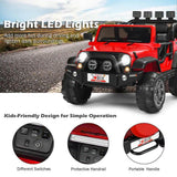 RC Electric Ride-On Toy Truck for Kids with 2 Seats and Storage Compartment - Red 12.6"