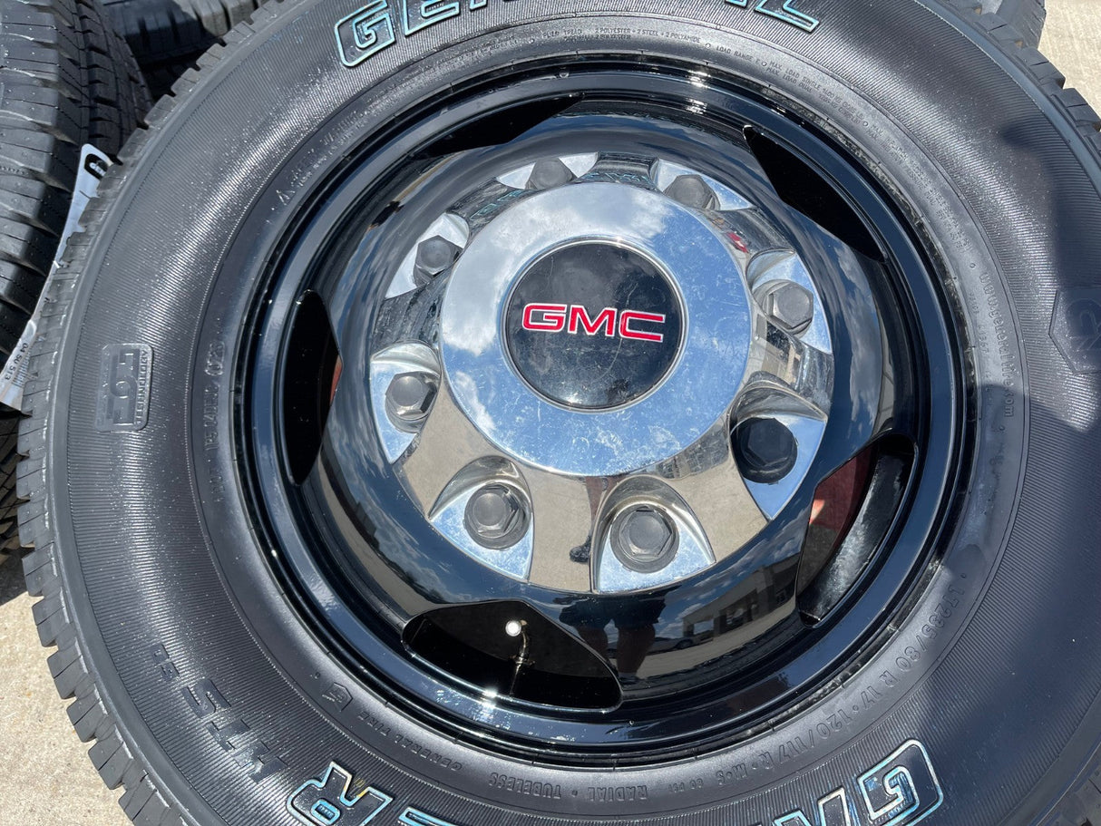 17" GMC Sierra Chevy Silverado 3500 Black Dually rims wheels OEM 5519 5520 NEW Texas Truck Tire