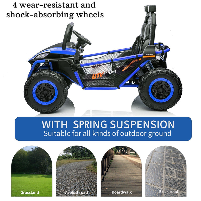 24V Electric 2-Seater Kids Ride-On 4WD UTV Truck with Remote Control Blue