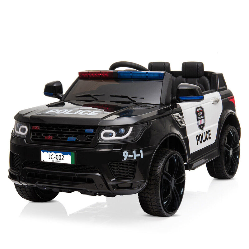 12V Children's Police Ride-On Vehicle Electric Cars with 2.4G Remote Control and LED Flashing Lights U1