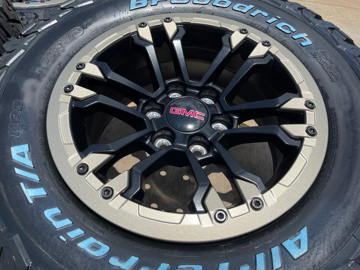 18" GMC Sierra Chevy Silverado OEM Beadlock wheels rims Canyon Colorado NEW BFG Texas Truck Tire