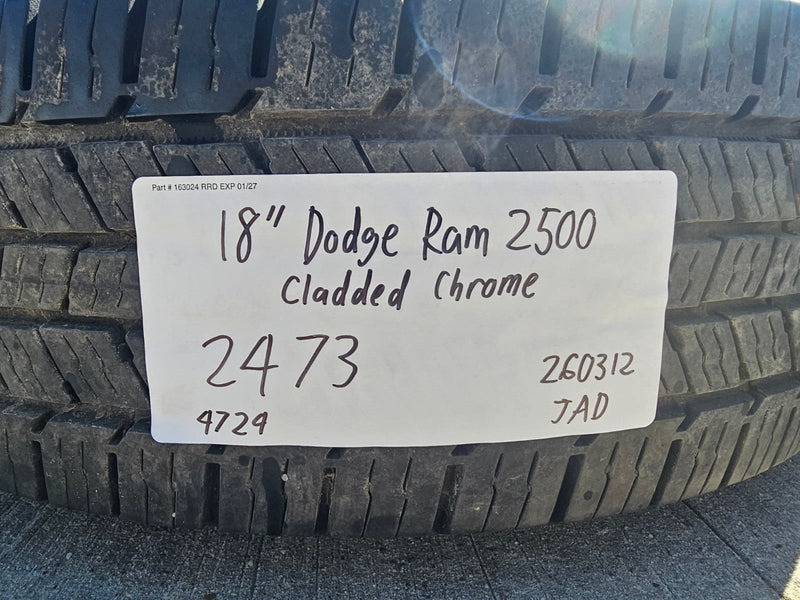 18" Dodge Ram 2500 3500 STEEL chrome OEM 2473 wheels rims CONTINENTAL Texas Truck Tire