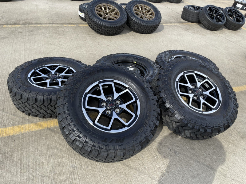 17" Jeep Wrangler Rubicon OEM 95730 9327 wheels rims Gladiator FALKEN MT 33" NEW Texas Truck Tire