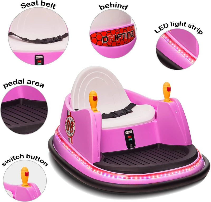 6V Electric Ride-On Bumper Car with Remote Control for Kids and Toddlers