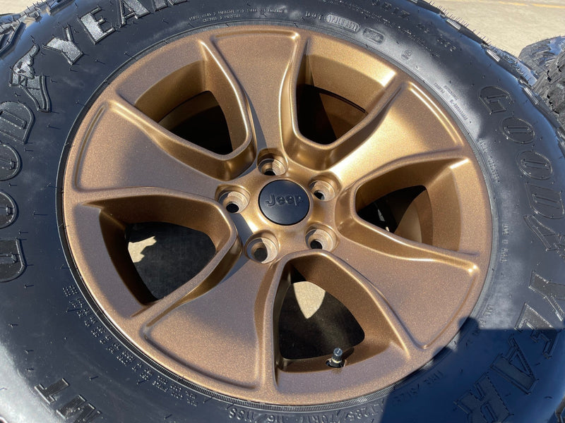 (5) 17" Jeep Wrangler Rubicon OEM 96226 wheels rims Gladiator GOODYEAR 33" NEW Texas Truck Tire