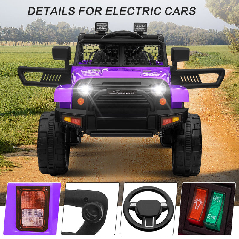 12V Kids Ride-On Truck with Remote Control, Power Wheels, and LED Lights