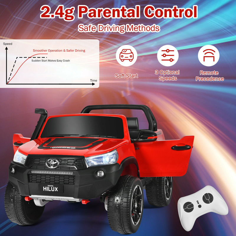 2x12V Authorized Toyota Hilux Ride-On Truck Vehicle 2-Seat 4x4 w/ Remote Control Crimson