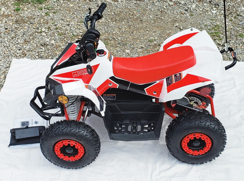 MotoTec E-Bully 36V 1000W Children's Electric ATV Quad Bike Off-Road Ride-On in White and Red