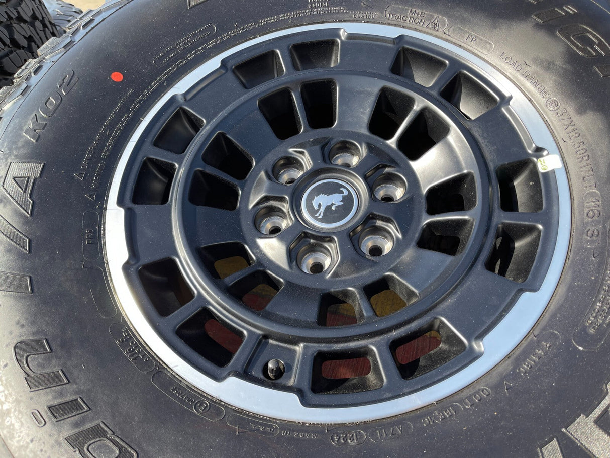 17" Ford Bronco HERITAGE SASQUATCH OEM 22025 wheels rims BFG KO2 A/T 37" NEW Texas Truck Tire